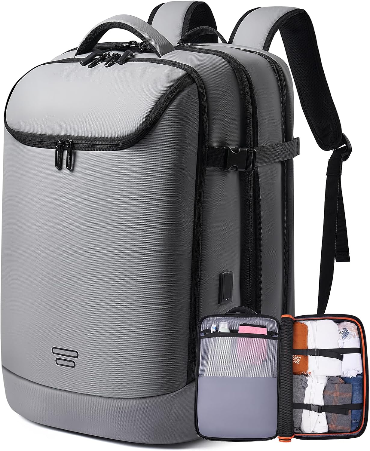 Travel Carry on Backpack 50L Expandable Flight Approved Backpacks 17.3 inch Laptop and USB Charging Port bags Water Resistant Business Back Pack for Women & Men
