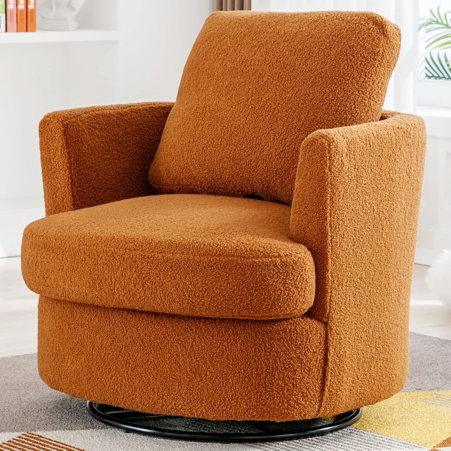 Swivel Accent Chair Set of 2,Teddy Sherpa Round Swivel Barrel Chairs for Living Room Upholstered Modern 360 Degree Swivel Club Chair Comfy Armchair for Nursery Bedroom Office(Dark Blue)