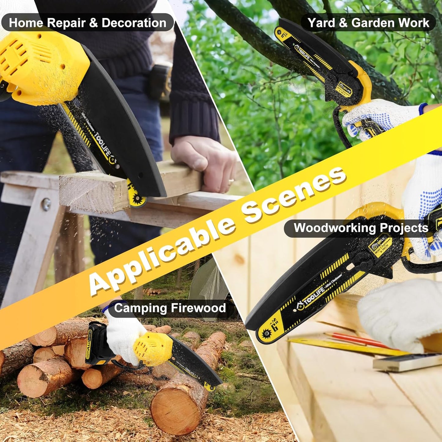 TOOLIFE Mini Chainsaw 6inch, Handheld Electric Battery Powered Chain Saw for Tree Cutting, Gardens Yard Tools for Men Husband Dad,Anniversary Mens Gifts over 50 60, Birthday Gift Ideas