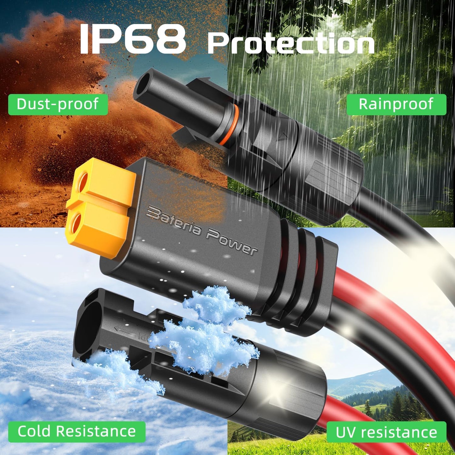 Solar to XT60 Charge Extension Cable 10AWG 25Ft, Solar Connector to XT60 Adapter Cable for Solar Panel to LiFePO4 Battery RV Portable Power Station Solar Generator,10AWG 25Ft