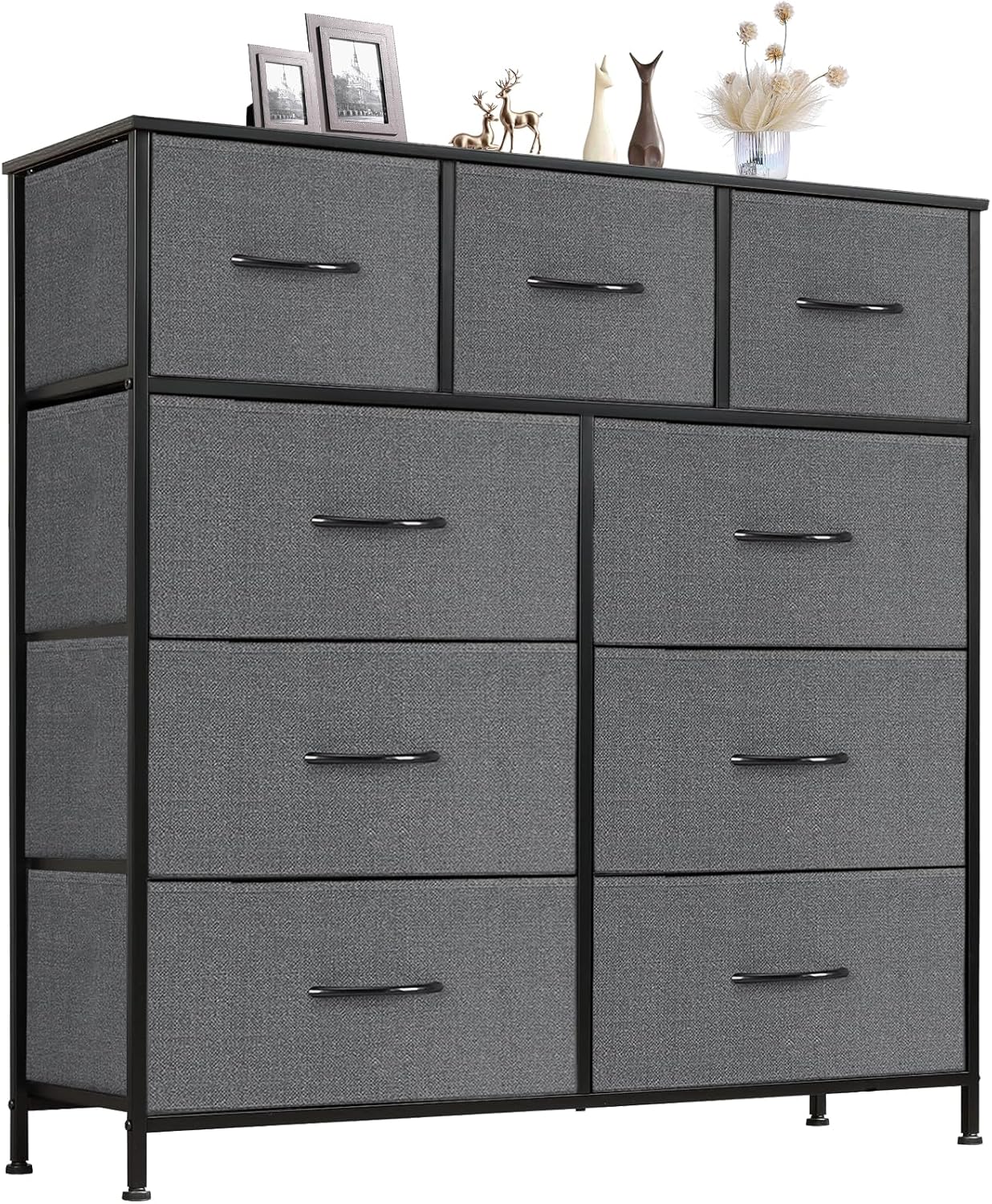Sweetcrispy Dresser, Dresser for Bedroom Drawer Organizer Storage Drawers, Fabric Storage Tower with 8 Drawers, Chest of Drawers with Steel Frame, Wood Top for Nursery, Living Room, Closet