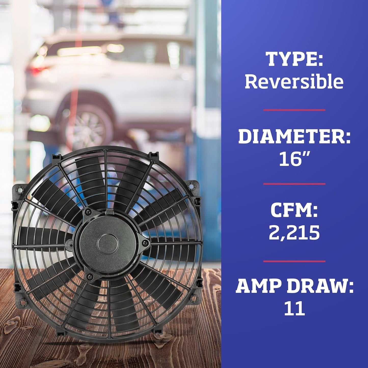 Trimline Reversible Electric Fan, Pusher-Puller Fan (116), Car Accessories, 16 Inches Black