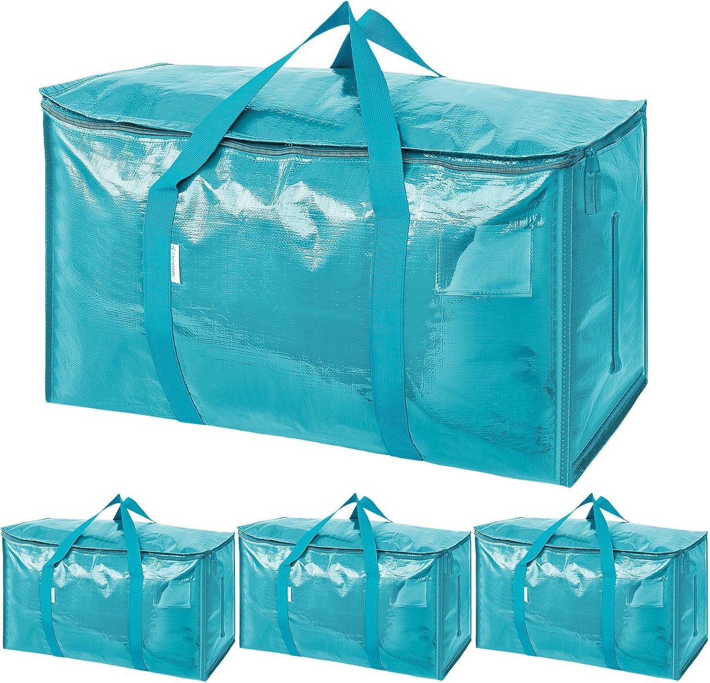 TICONN 6 Pack Extra Large Moving Bags with Zippers & Carrying Handles, Heavy-Duty Storage Tote Moving Boxes for Space Saving