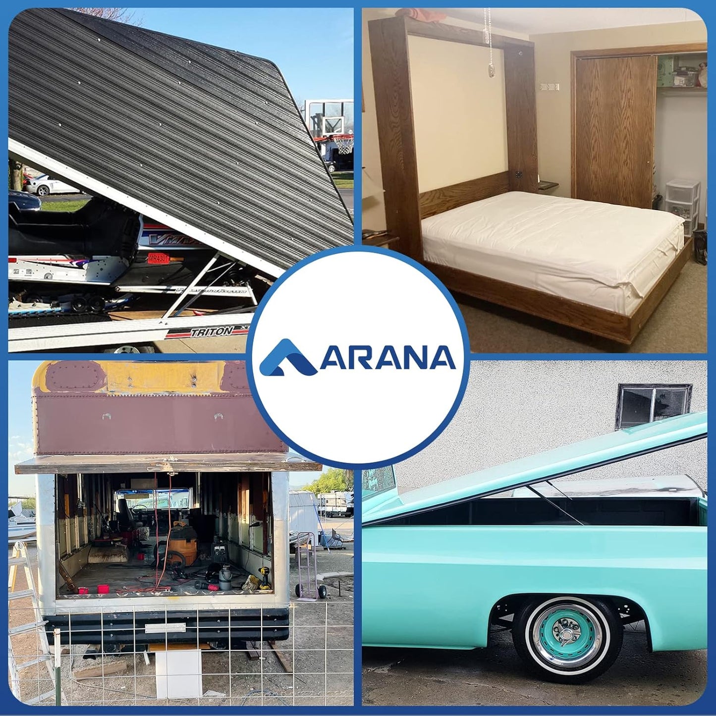 ARANA SF280M300 28 inch 300Lb Gas Struts Spring Shocks 28 inch 1335N Lift Support for Super Heavy-Duty Sled Trailer Tonneau Cover Trap Door Murphy Bed Truck Cover with 13mm Ball Sockets, Set of 2