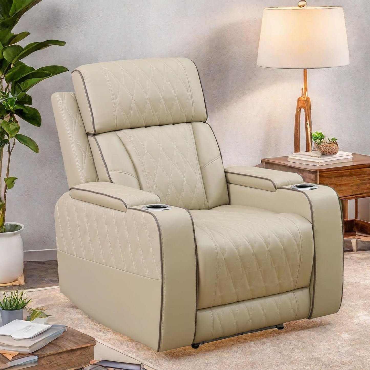 Swivel Rocker Recliner with 360 Degree Swivel, Small Recliners with 30 Degree, 90-150 Degree Angle, Faux Leather Lift Chair for Home Theater Seating, Adults, Living Room, Bedroom, Black