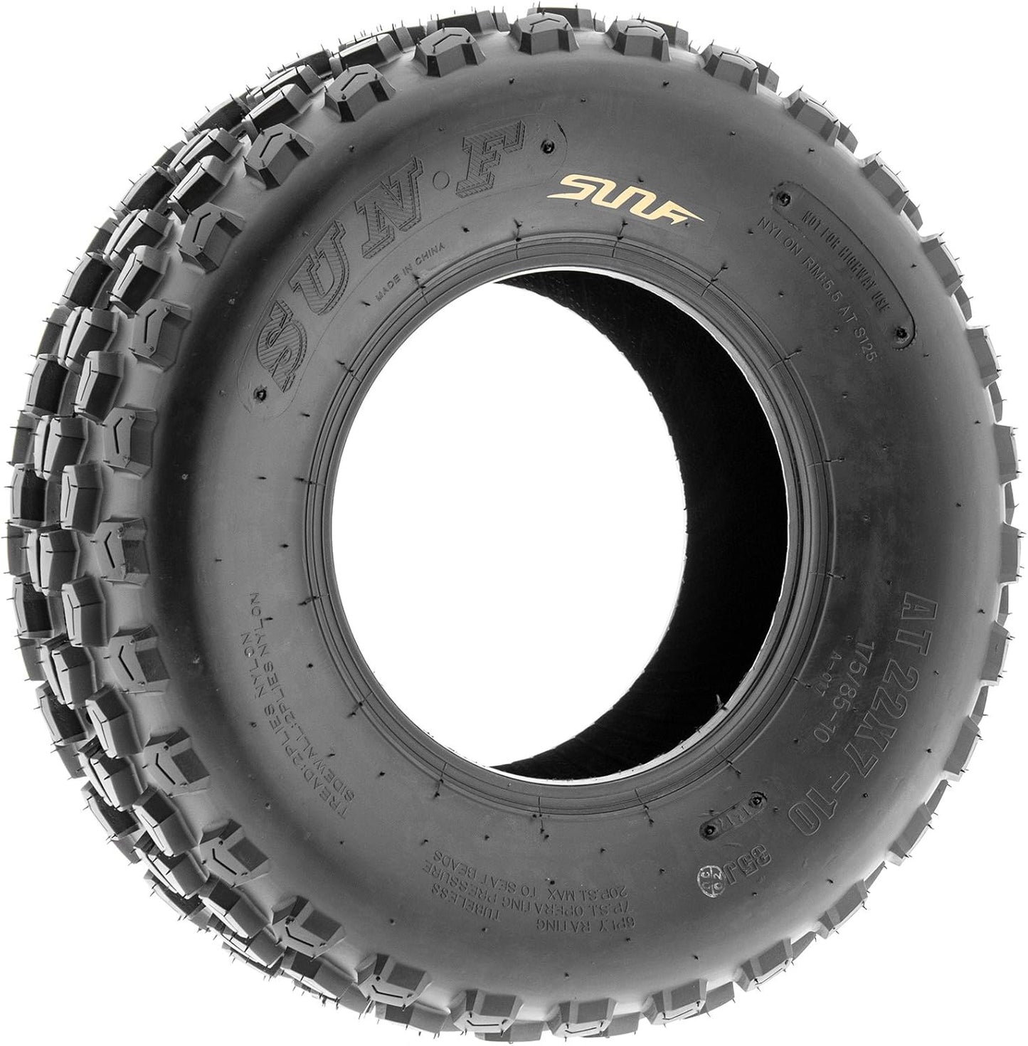 SunF Full Set Sport ATV UTV A017 AT 22x7-10 Front & A005 XC 22x11-10 Rear Knobby Tires, 6 PR, Tubeless