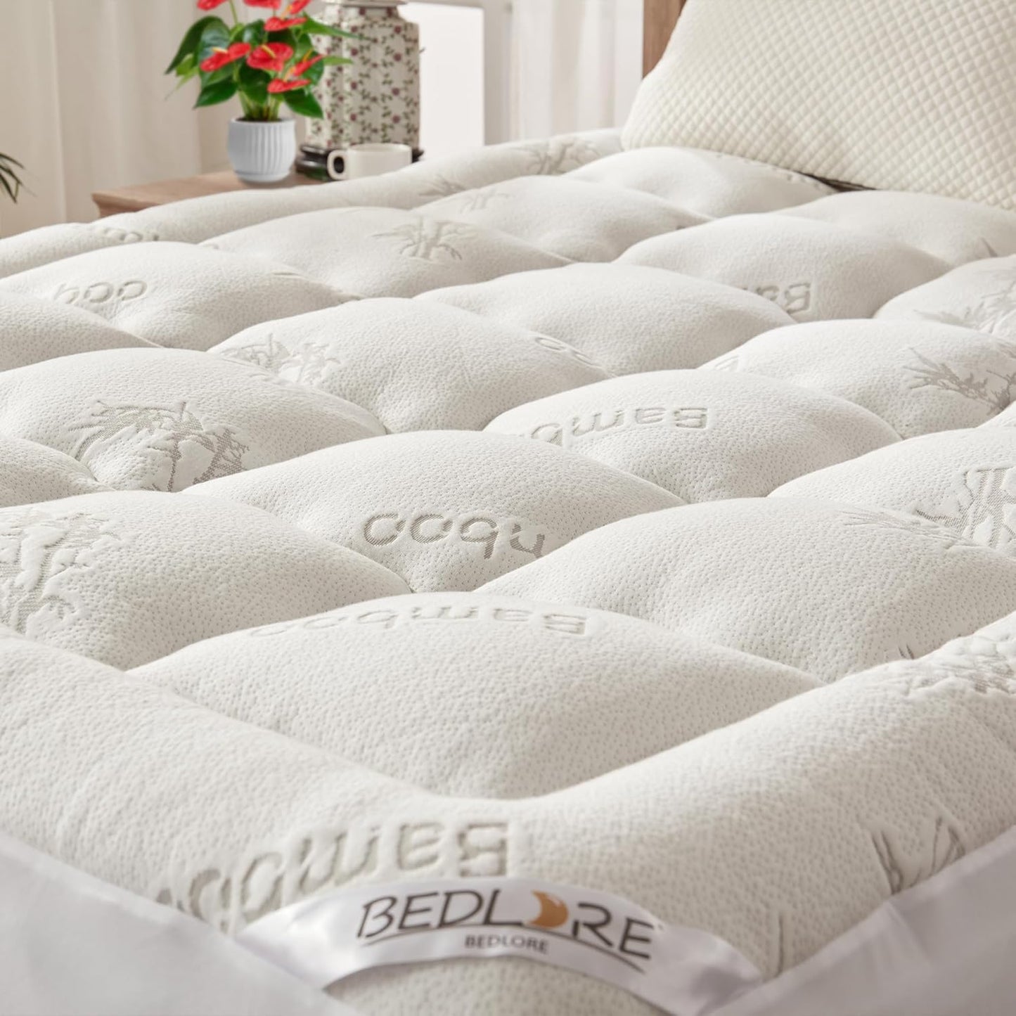 BEDLORE King Mattress Topper Viscose Derived from Bamboo, Thick Pillow Top Mattress Pad with Stretchable Pockets for 6"-18" Mattress, Soft Breathable Mattress Topper for Back Pain Relief(Dark Gray)