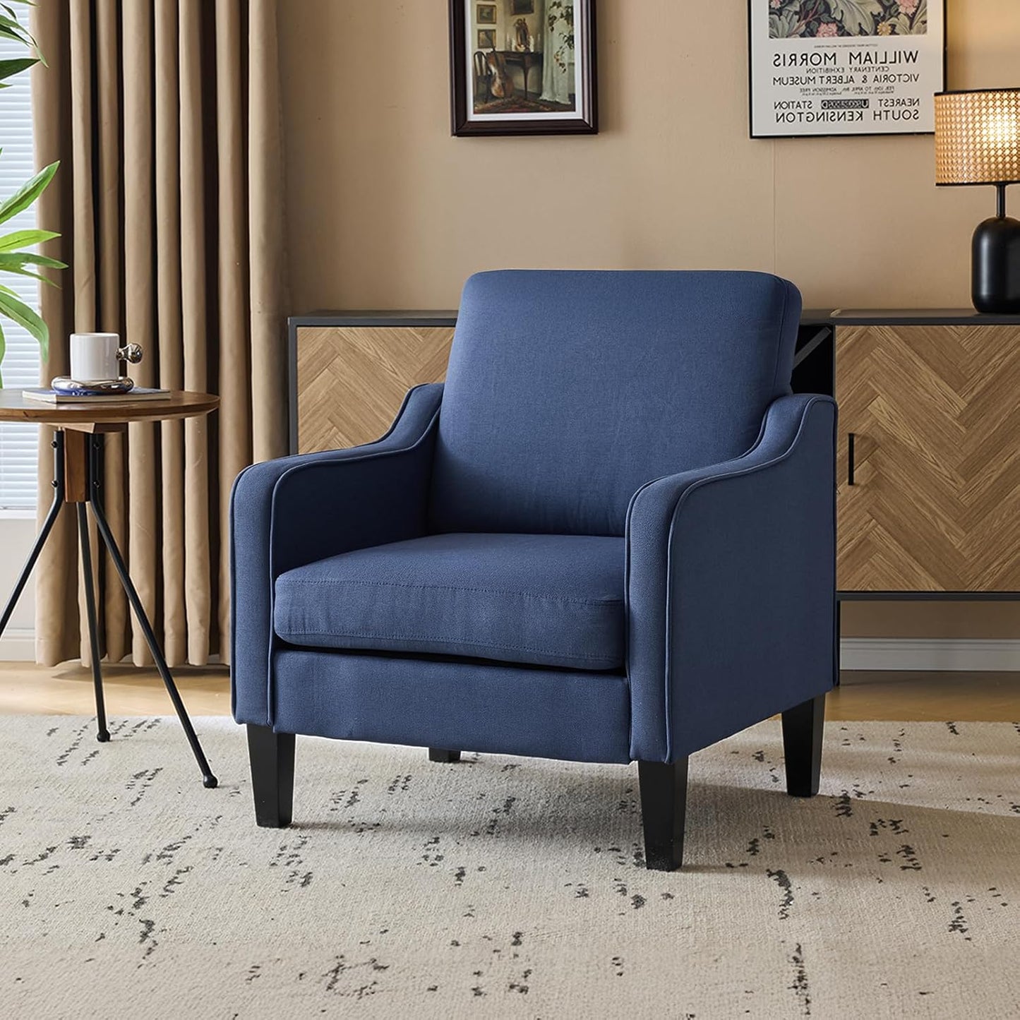 VINGLI Accent Chairs Set of 2 Living Room Chairs Light Brown Reading Chair for Bedroom Scooped Arm Chair Mid Century Modern Accent Chairs Upholstered Comfy Chair for Apartment, Waiting Room