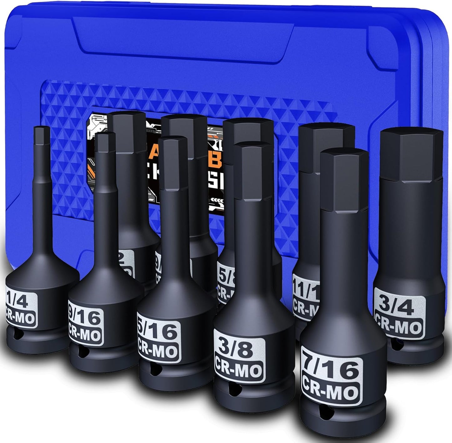 1/2" Drive Master Impact Hex Bit Socket Set, Metric & SAE, 20-Piece 1/2 Inch Drive Impact Allen Bit Socket Set, 5mm - 19mm & 1/4" - 3/4", Cr-Mo Steel, Heavy Duty Storage Case