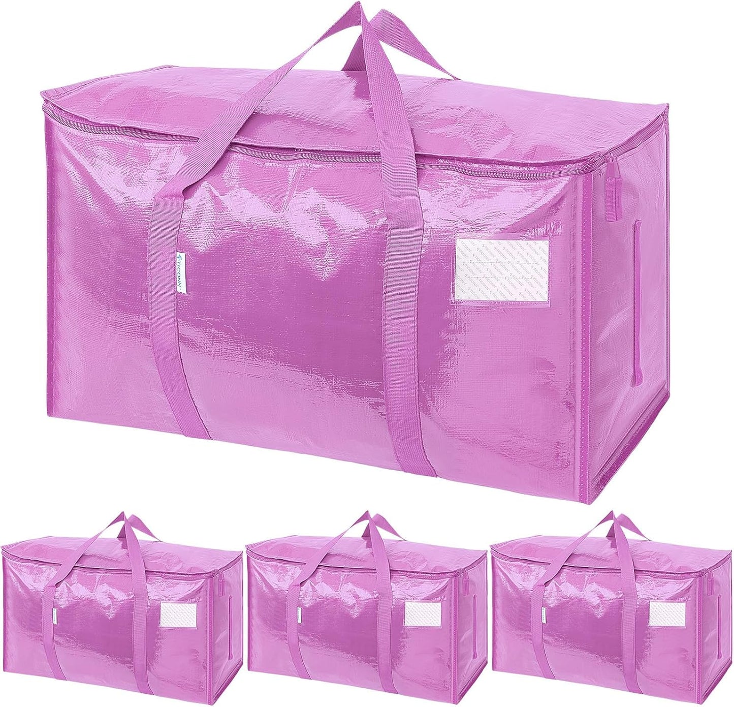 TICONN 6 Pack Extra Large Moving Bags with Zippers & Carrying Handles, Heavy-Duty Storage Tote Moving Boxes for Space Saving