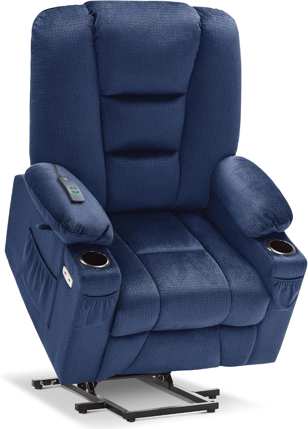 MCombo Large Power Lift Recliner Chair Sofa with Massage and Heat for Big and Tall Elderly People, 3 Positions, Cup Holders, and USB Ports, Fabric 7549 (Large, Burgundy)