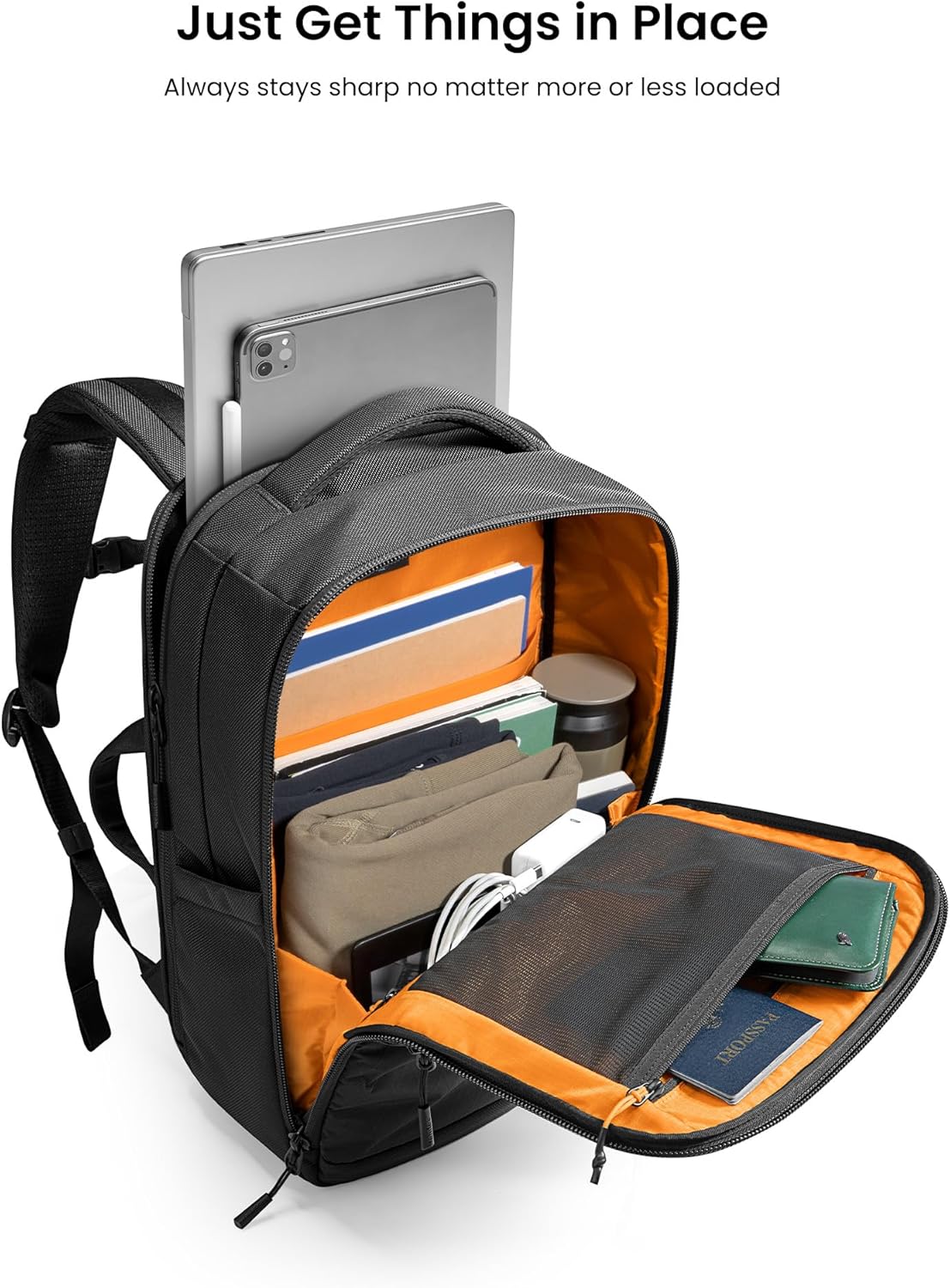 tomtoc Laptop Backpack X-Pac Techpack Designed for Business Professional Commuter, City Compact Backpack for 16-inch MacBook Pro, Black
