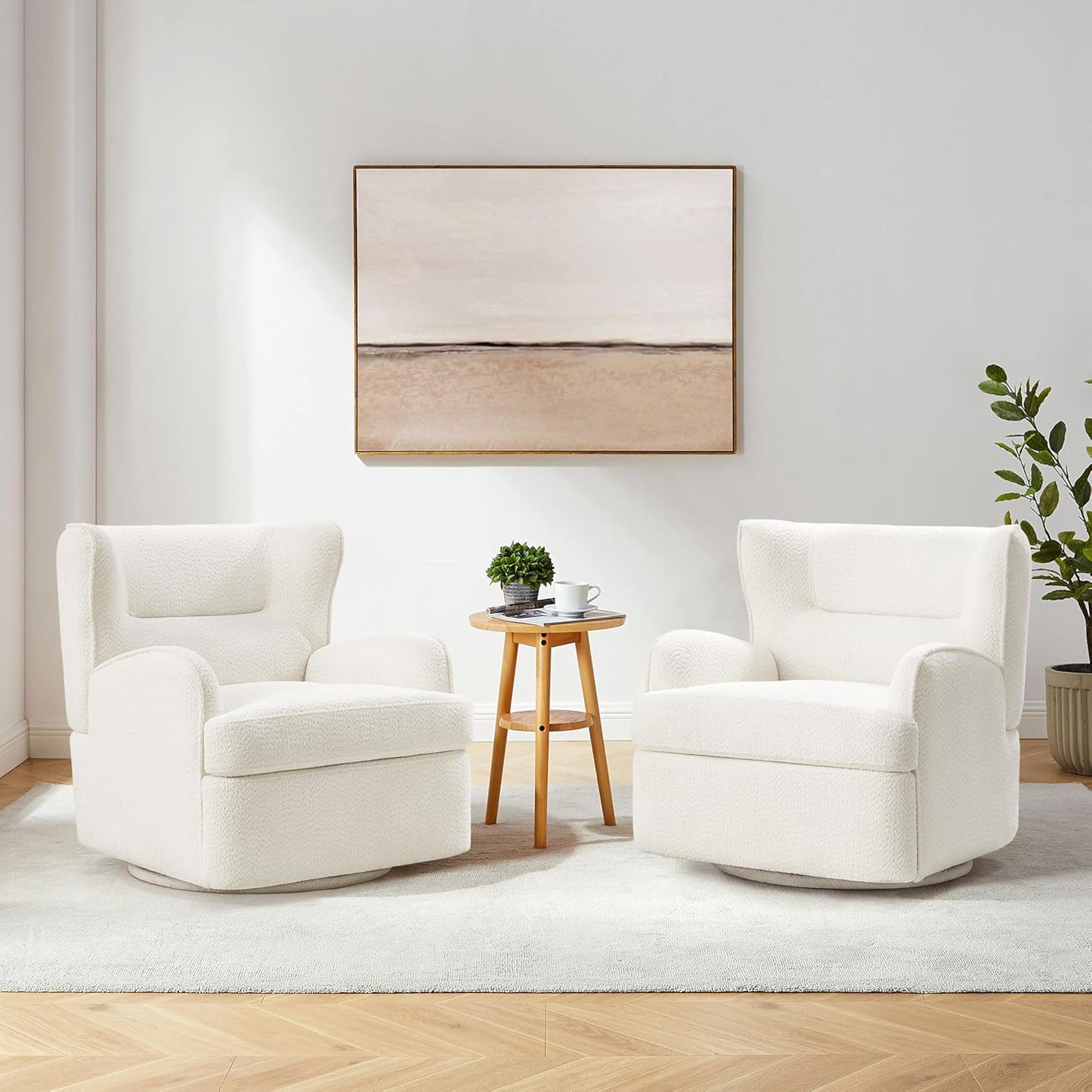 Swivel Accent Chair,Modern 31.50" Upholstered Armchair, Comfy Boucle Accent Chair for Living Room,Bedroom, Corner, Reading Nook (White Boucle)