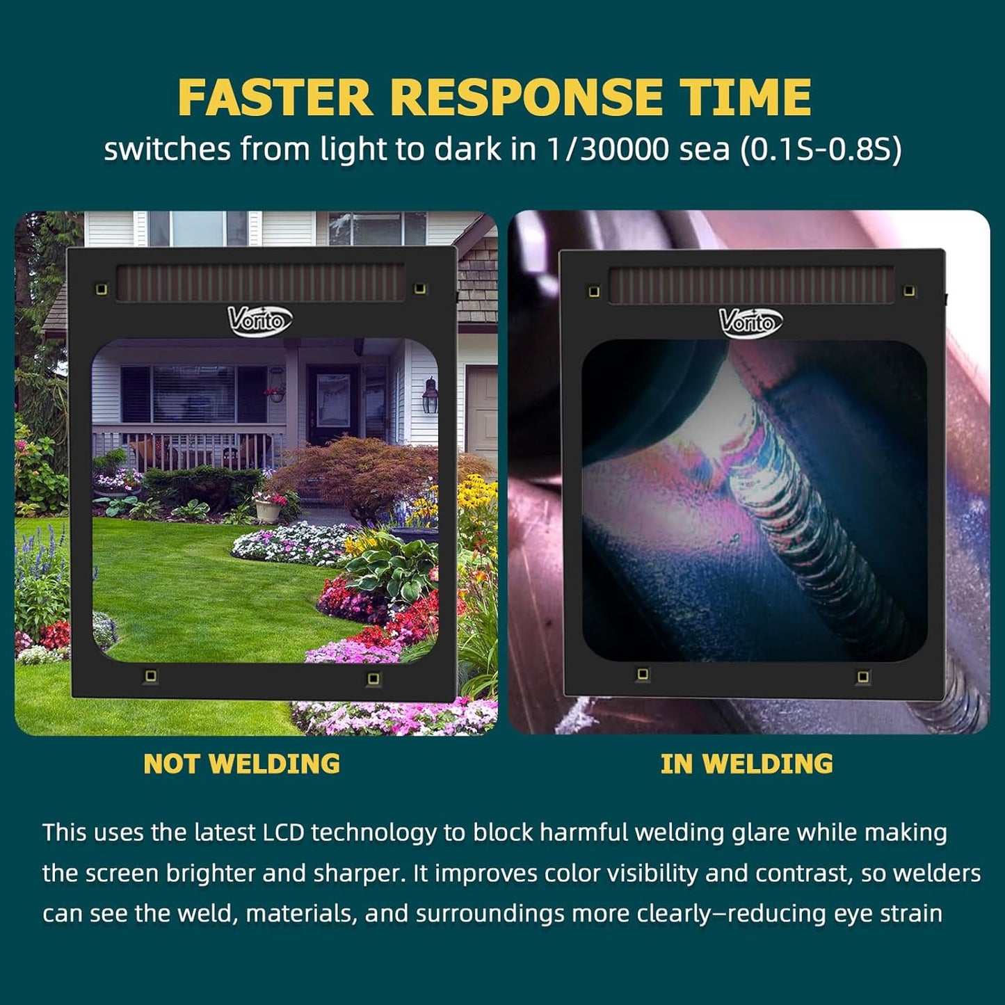 Welding Helmet Auto Darkening Welding Hood 1/1/1/1 Optical Clarity,Large Viewing Screen,True Color Solar Powered,4 Arc Sensor Wide Shade 4/5-9/9-13 Welding Mask with for TIG MIG ARC