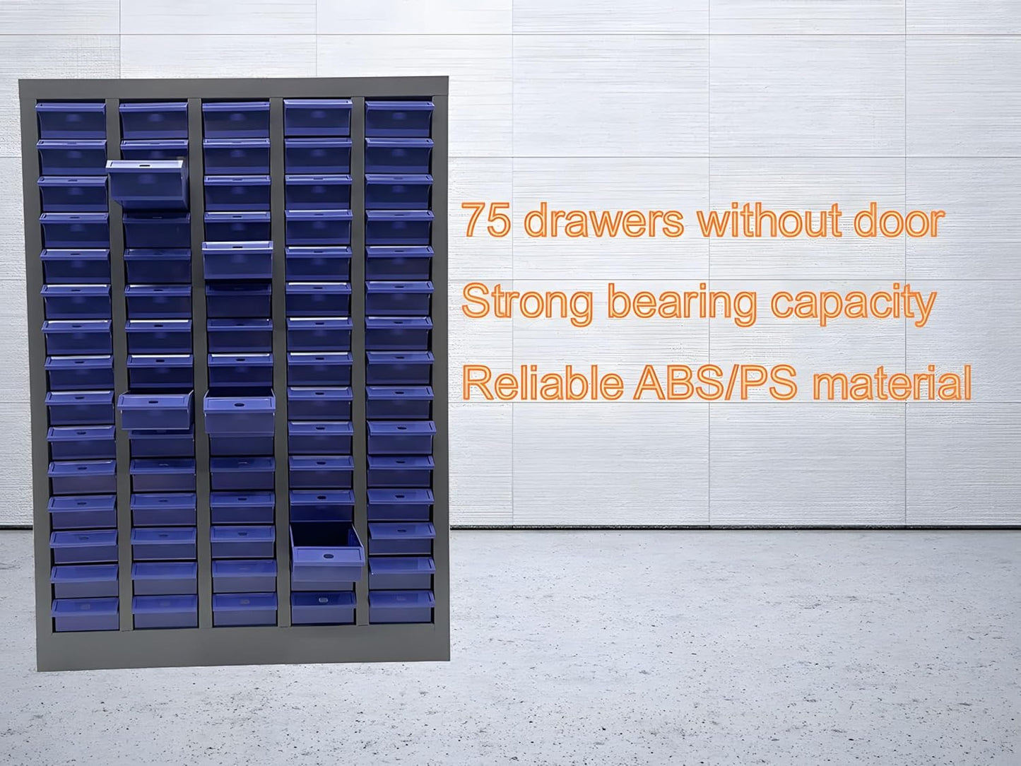 Tool Storage Cabinet Without Door 75 Drawers Hardware Organizer Cabinet for Storing Sample, Metals and Electronic Element Blue