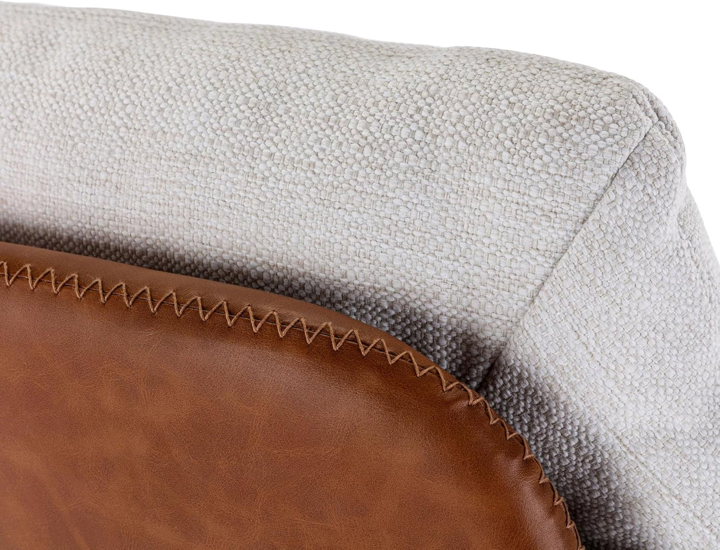 VESCASA Upholstered Swivel Accent Chair with Ottoman, Linen Reading Chair with Footrest, Comfy Lounge Chair Set with Foot Stool for Living Room/Bedroom/Indoor, Cream