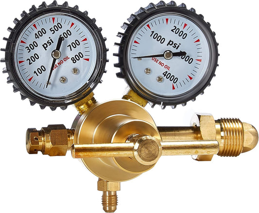 SPARC Premium Nitrogen Regulator For HVAC, Purge & More - 0-600PSI CGA 580 Inlet Inert Welding Gas Regulator - 1/4" SAE Flare Output LIFETIME USA Warranty