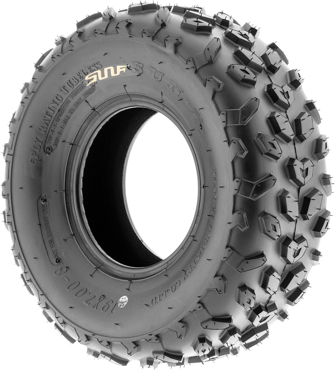 SunF A014 XC Sport-Racing Go-Kart & Quad ATV 19x7-8 Knobby Tire, 6 PR, Tubeless