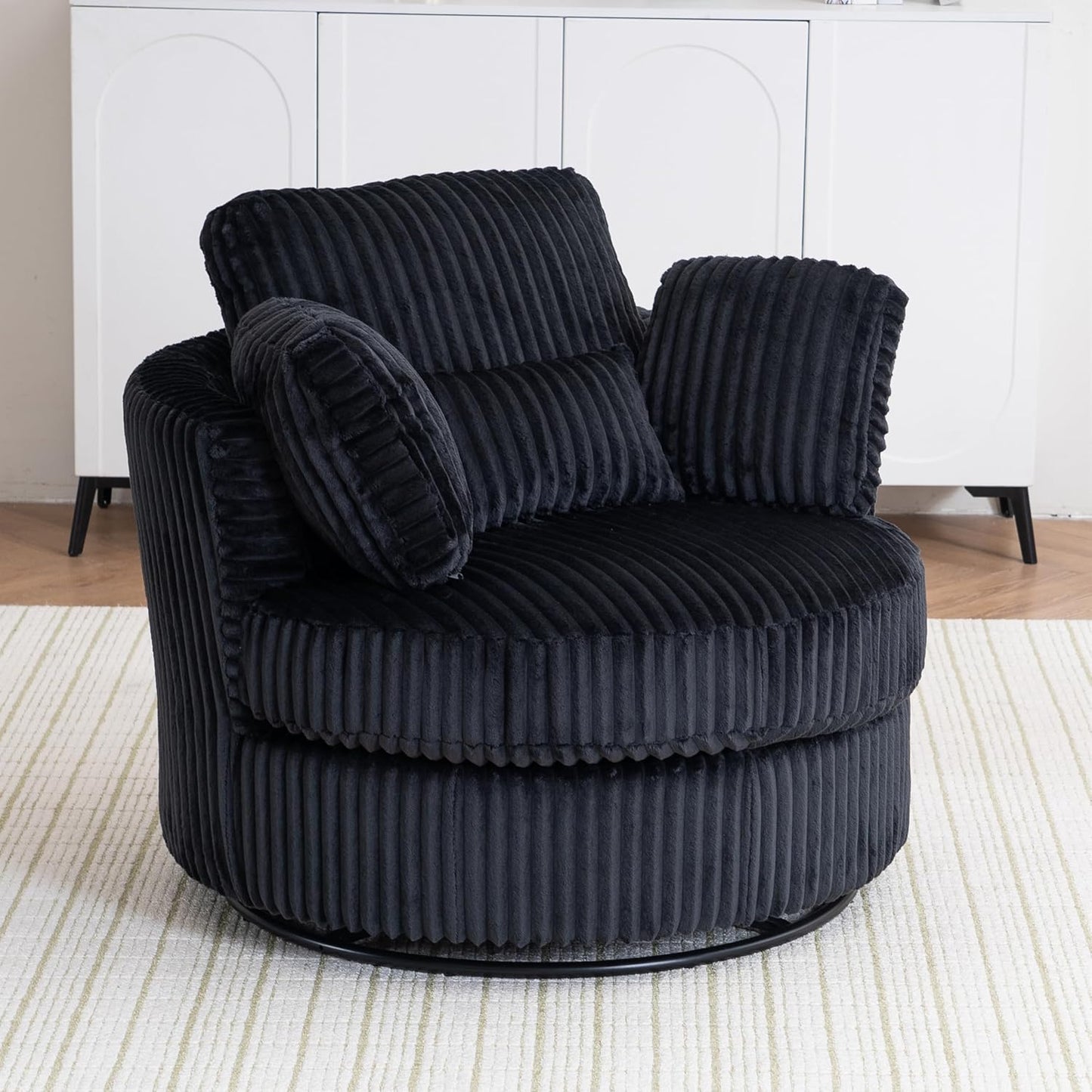 Setawix 42.2" W Swivel Barrel Accent Sofa with Pillows - 360 Degree Round Modern Oversized Arm Club Chair for Bedroom, Living Room, Lounge, Hotel