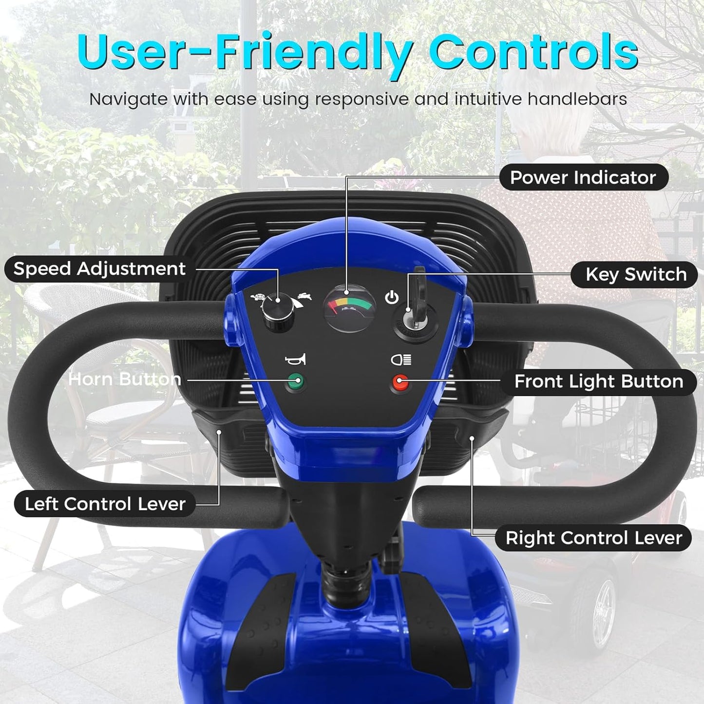 4 Wheel Mobility Scooter for Seniors&Adults - Up to 15 Miles Range,Foldable Powered Electric Wheelchair Device w/600WH Battery,Only 58 lb Weight, Dual Basket, 300 lb Capacity, Compact