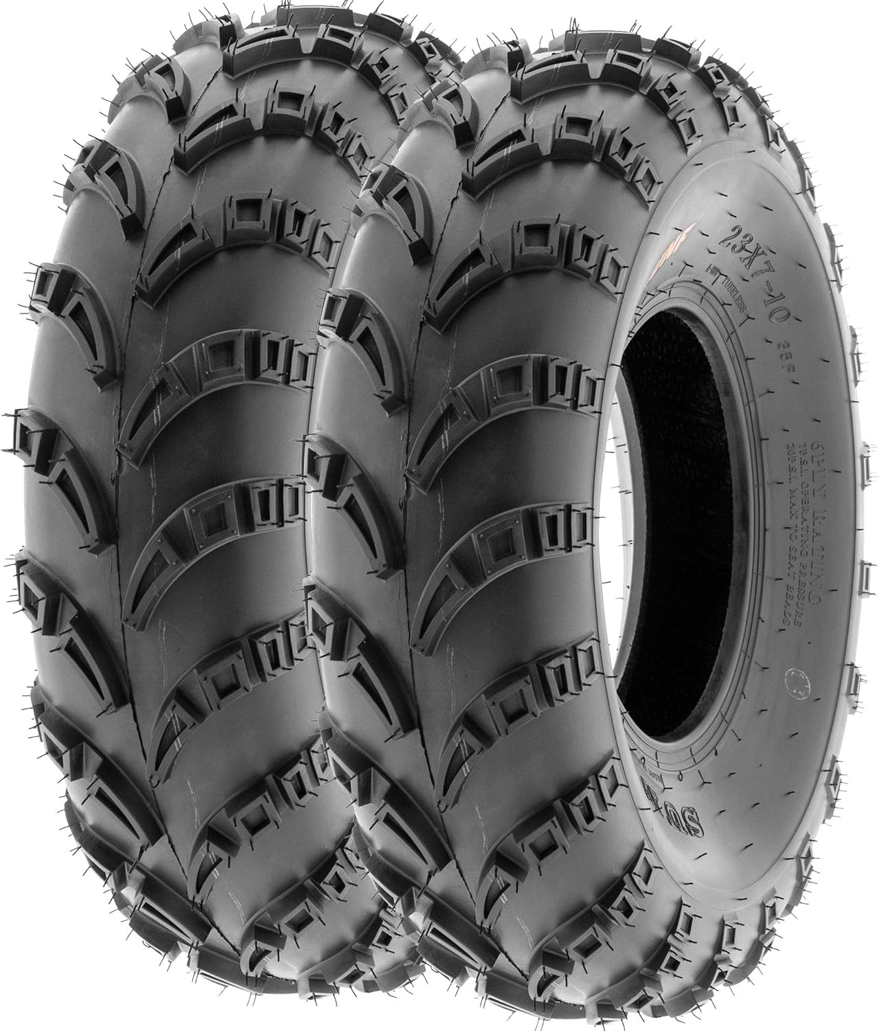 SunF A028 Off-Road ATV UTV Mud Tires 23x7-10 Front & 23x10-10 Rear, 6 PR Tubeless, Set of 4