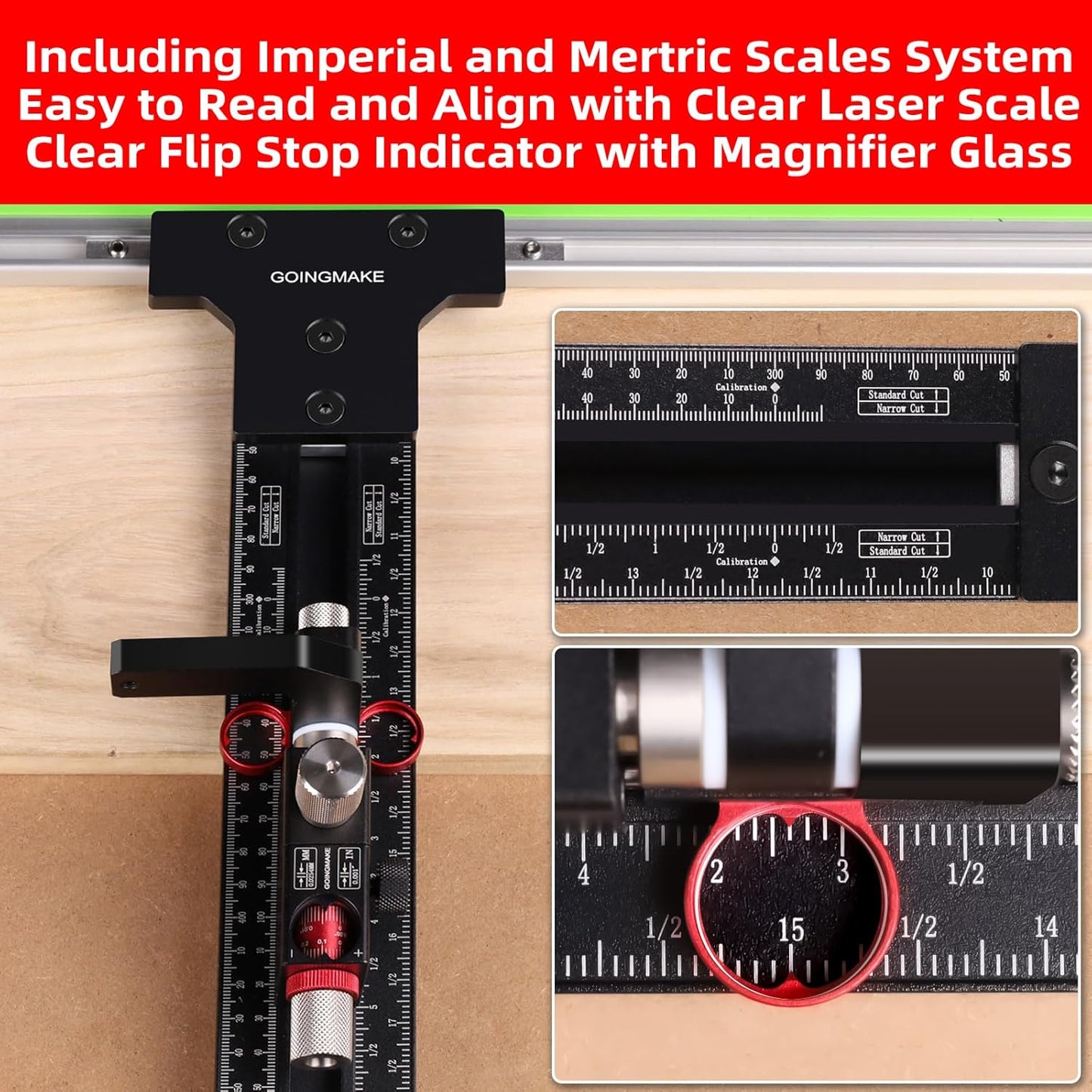 Track Saw Parallel Guide System with Mirco Adjustable Flip Stop and Zero Calibration for Woodworking Repeatable Rip Cuts for Track Saw Guide Rail Compatible with Festool,Makita,Milwaukee