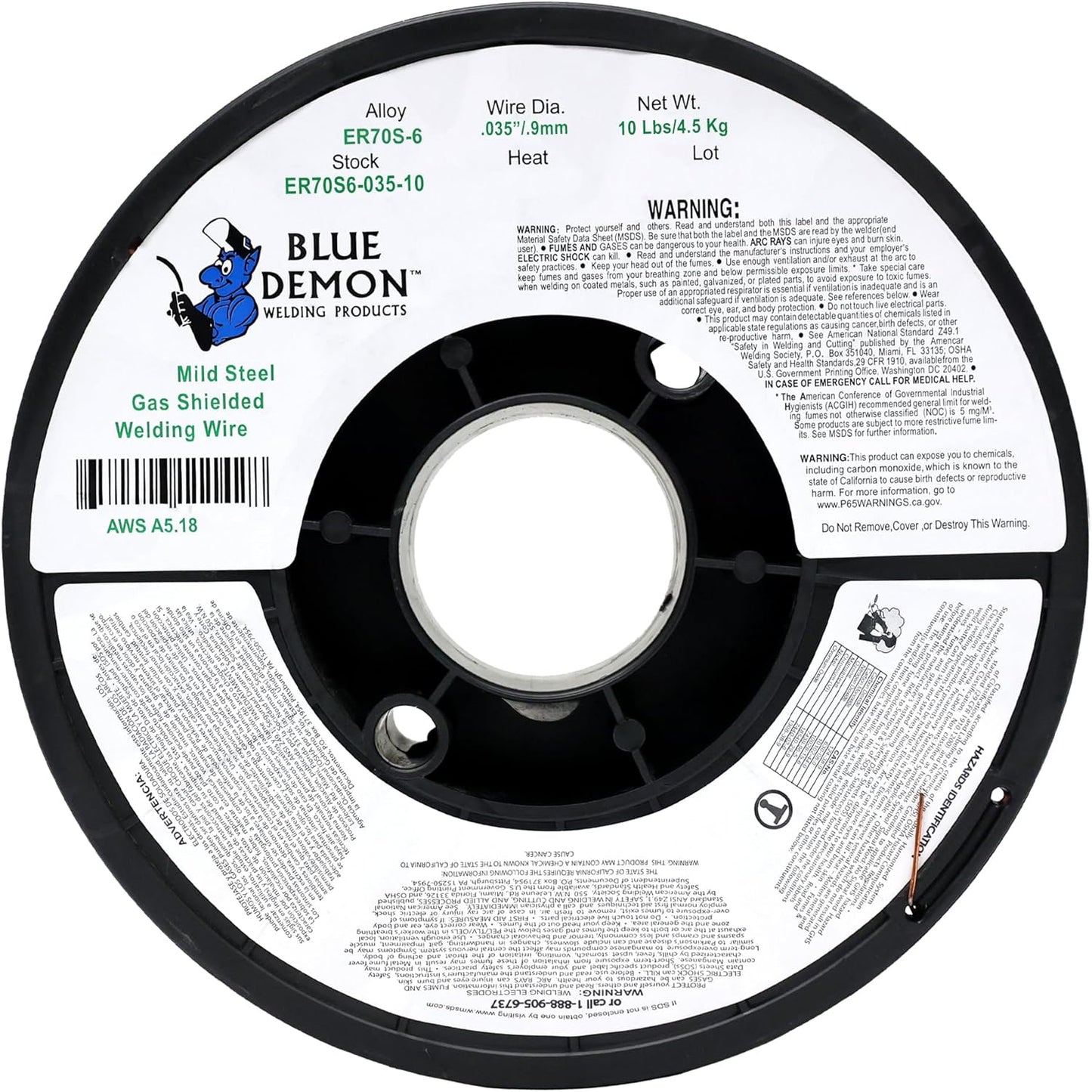 Blue Demon ER70S6 X .035 X 10 LB MIG/GMAW Carbon Steel Welding Wire, All Position, Low Spatter, Formulated to Provide Porosity-Free, X-Ray Quality Welds