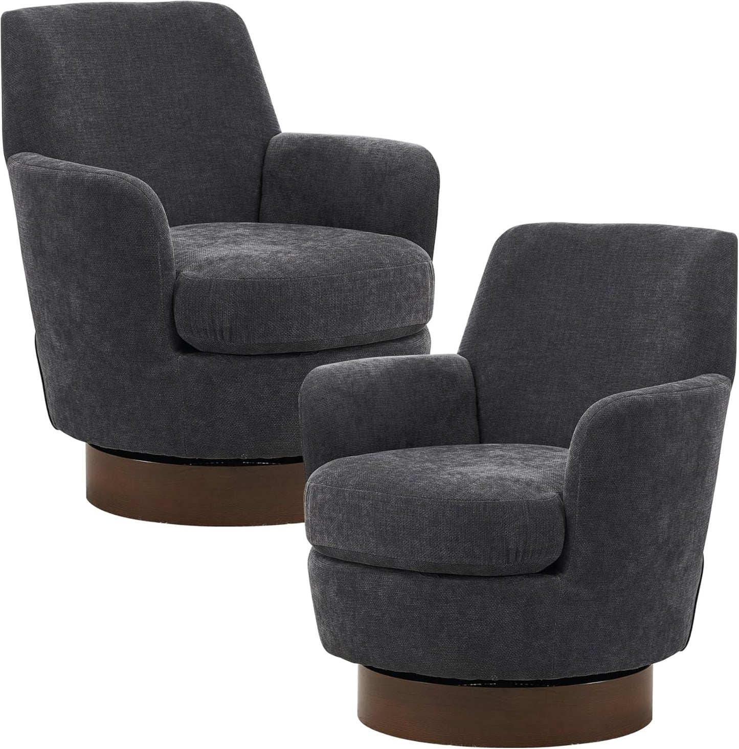 Swivel Barrel Chair Set of 2, Linen Modern Swivel Accent Chairs Armchair with Gold Stainless Steel Base, Reading Chair for Bedroom Comfy Round Barrel Chair for Living Room, Beige