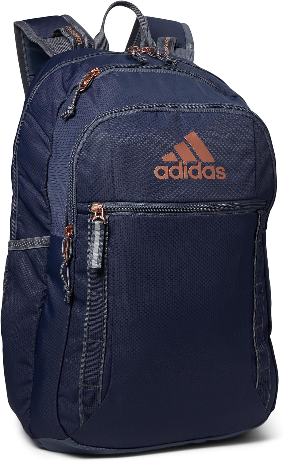 adidas Excel Backpack for Men & Women – Durable Large Athletic Laptop Bag, 7.0/Twill Grey/Grey/Rose Gold, OSFA