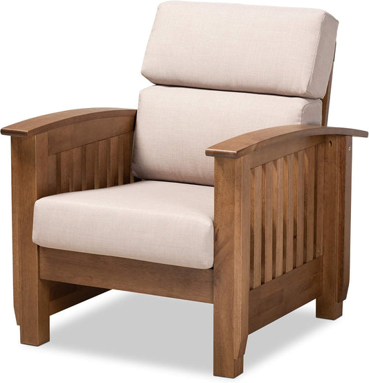 Baxton Studio Chairs, Taupe/Walnut Brown
