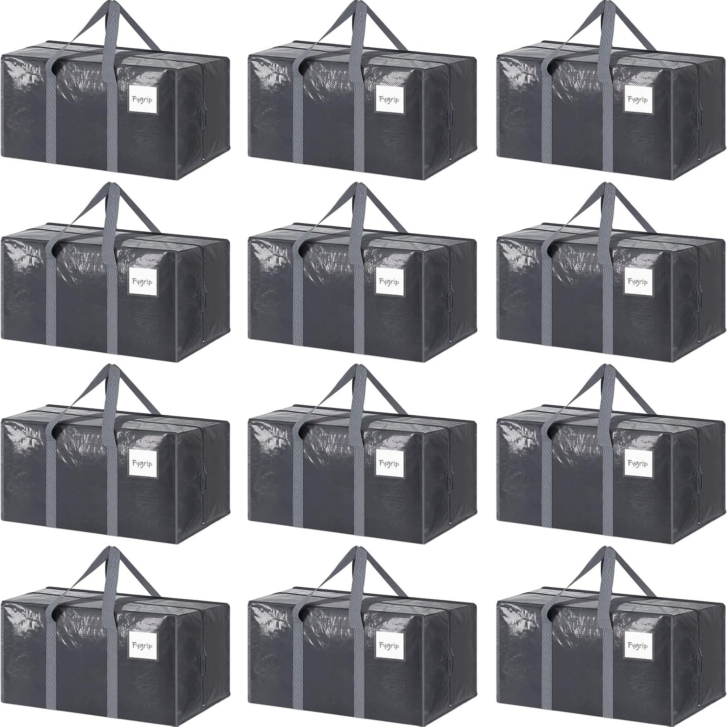 6 Pack Extra Heavy Duty Large Moving Bags with Strong Zipper & Comfortable Handles, Sturdy & Durable Clothes Storage Bags Totes Bins, Blue Packing Moving Boxes for College Supplies, Dark Blue