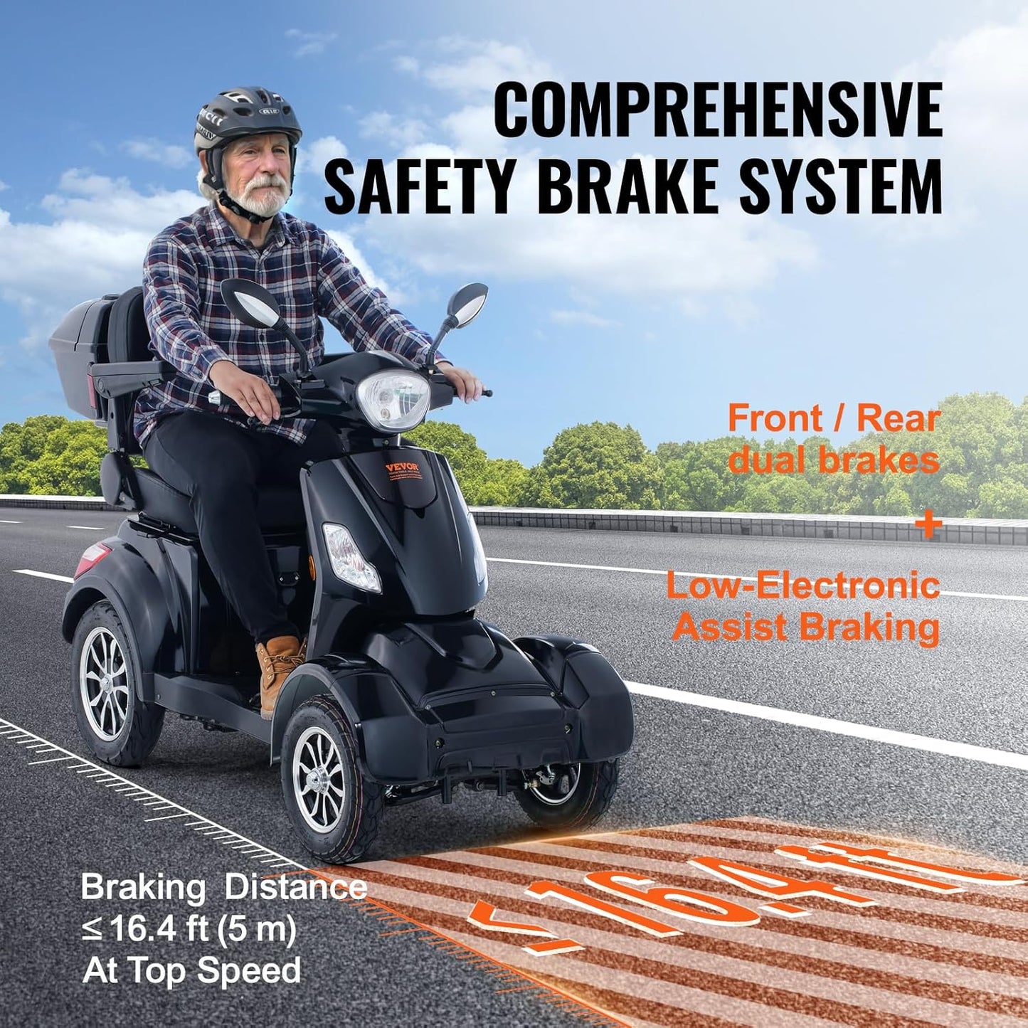 VEVOR Heavy Duty 4-Wheel Mobility Scooters for Seniors & Adults, 500lbs Capacity - 31 Miles 3-Speed Long Range, 800W All Terrain Electric Recreational Scooter Wheelchair with 25° Max Climbing Capacity