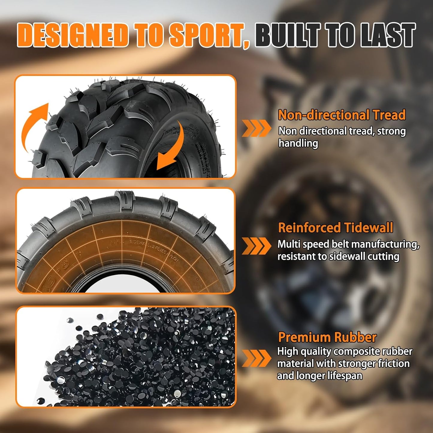 TRIPOWER ATV/UTV Tires 20x10-8 All Terrain 20x10x8 Off-Road Mud Lawn-Mowers Tires, 4 PR, Set of 2