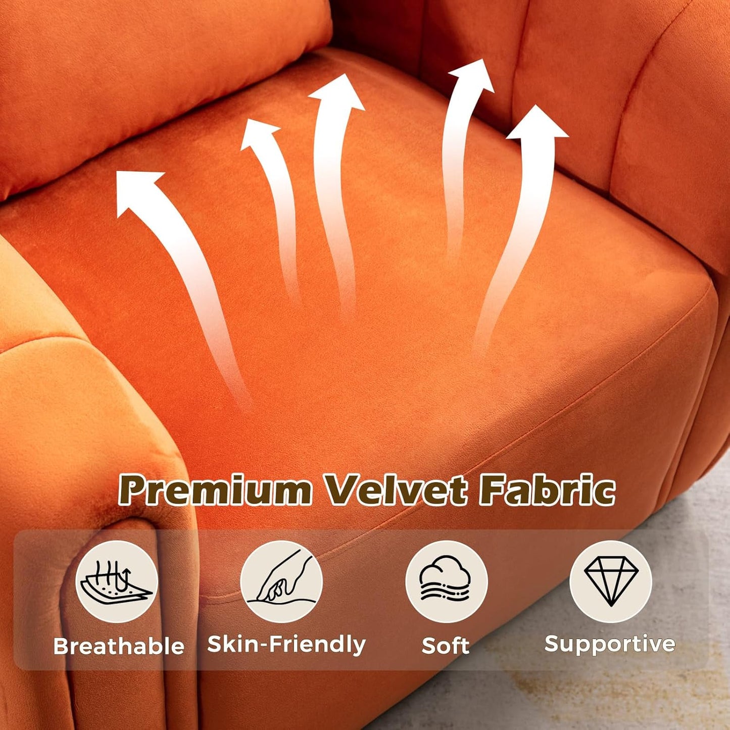 Bonzy Home Swivel Accent Chair Set of 2,Modern Velvet Barrel Chair for Living Room Bedroom,Comfy Upholstered Armchair,Orange