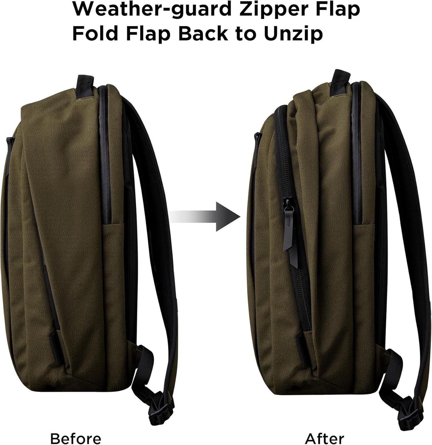 ALPAKA Metro Backpack Pro for Men - Fits 15.6" Laptop Business Travel Backpack with YKK Zippers, MOD Key Leash,Axoflux 600D (Army Green)