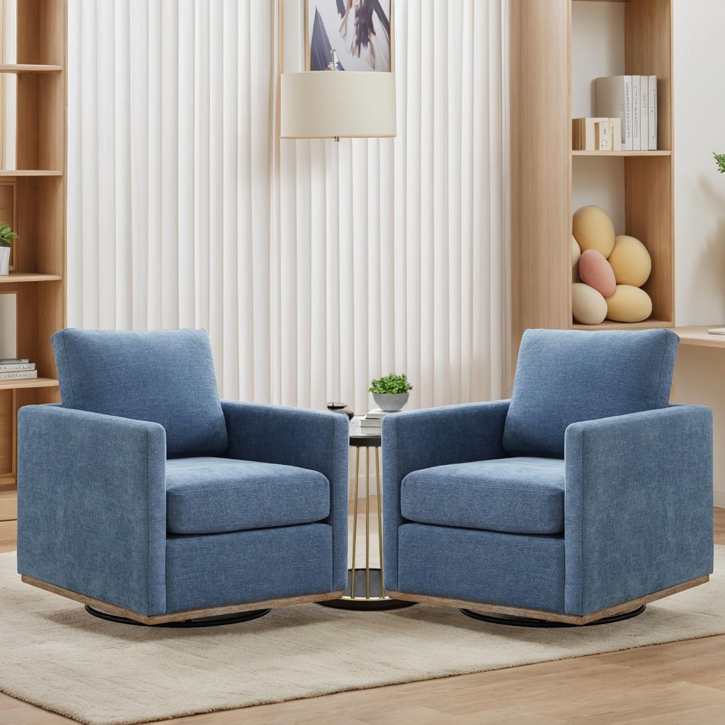 Sinzho & Wiyfun 30.7" W Upholstered Swivel Accent Chair Mid Century Modern Chenille Swivel Chairs for Living Room, Taupe