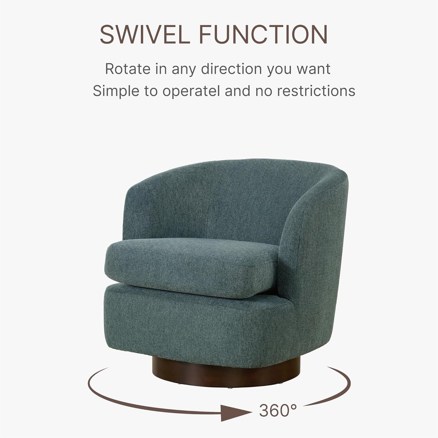 Swivel Accent Chair Modern Barrel Armchair with Wood Base for Bedroom Reading Waiting Living Room,1 PCS