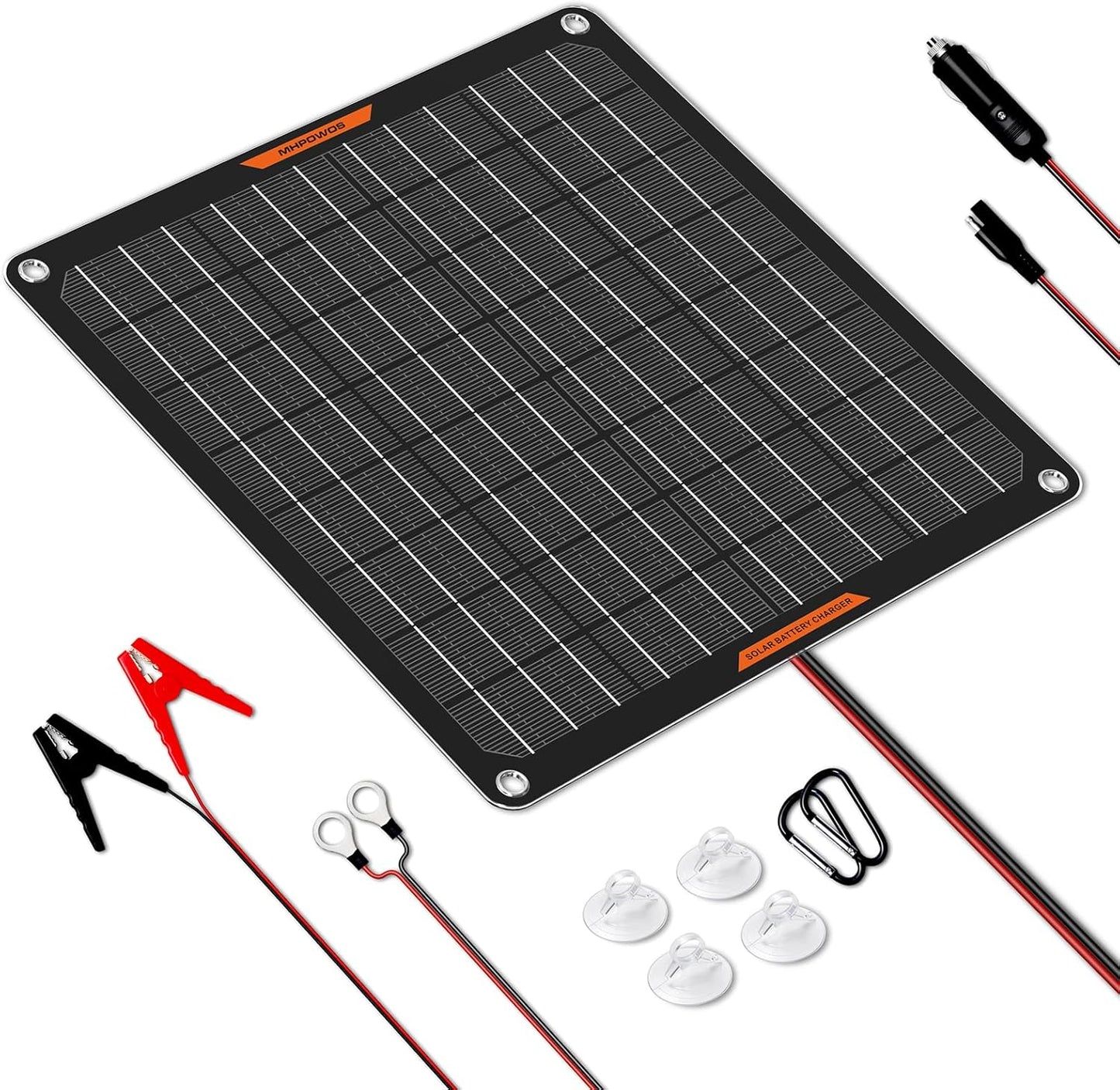 Solar Panel 50W 12V Solar Car Battery Charger Maintainer Portable Waterproof Power Solar Trickle Charger for Car Boat Automotive RV with Alligator Clip