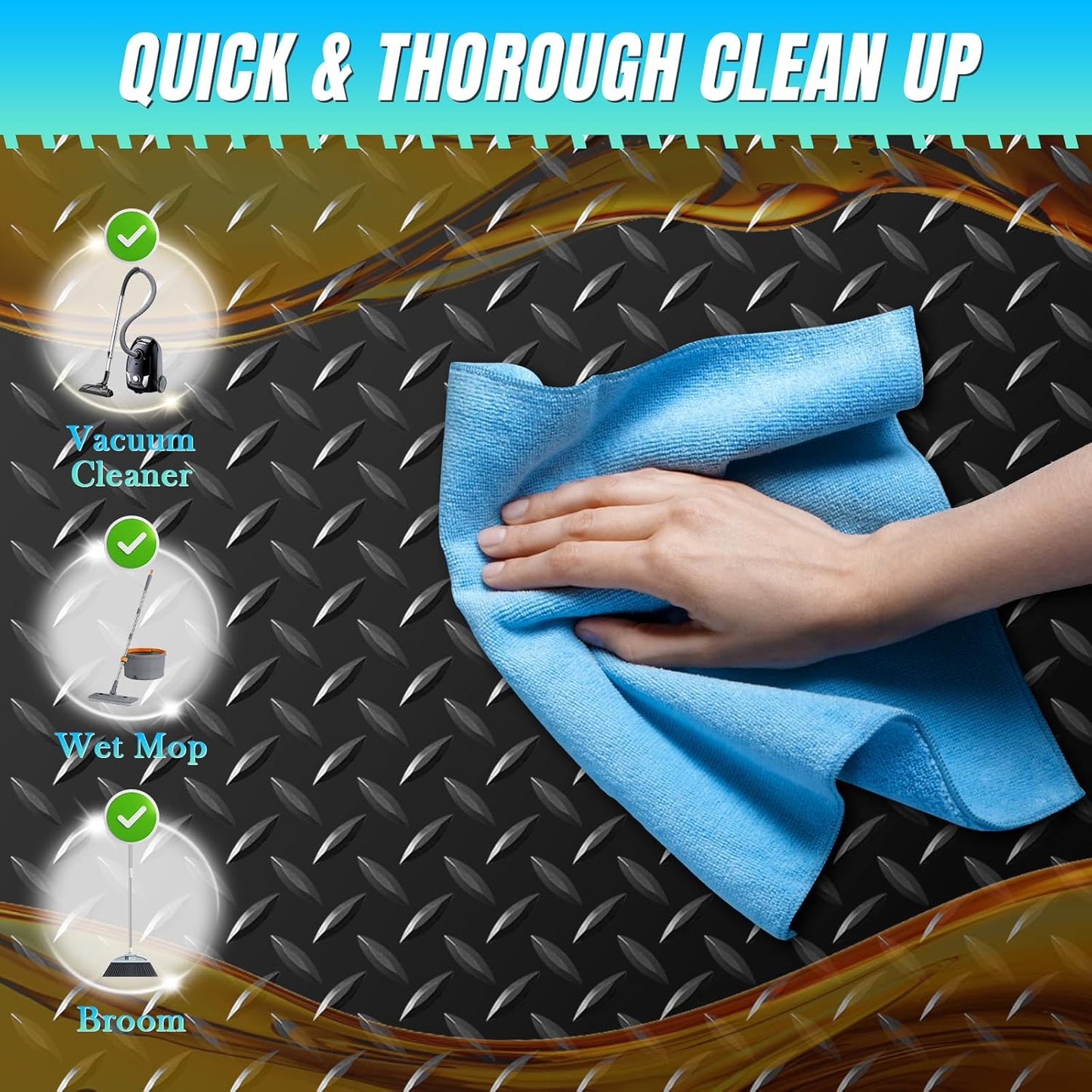 4 x 7 FT Garage Floor Mat, Diamond Plate Rubber Flooring Roll, PVC Garage Flooring Rolls for Under Car, Large SUVs, Pickup Truck, RV, Gym