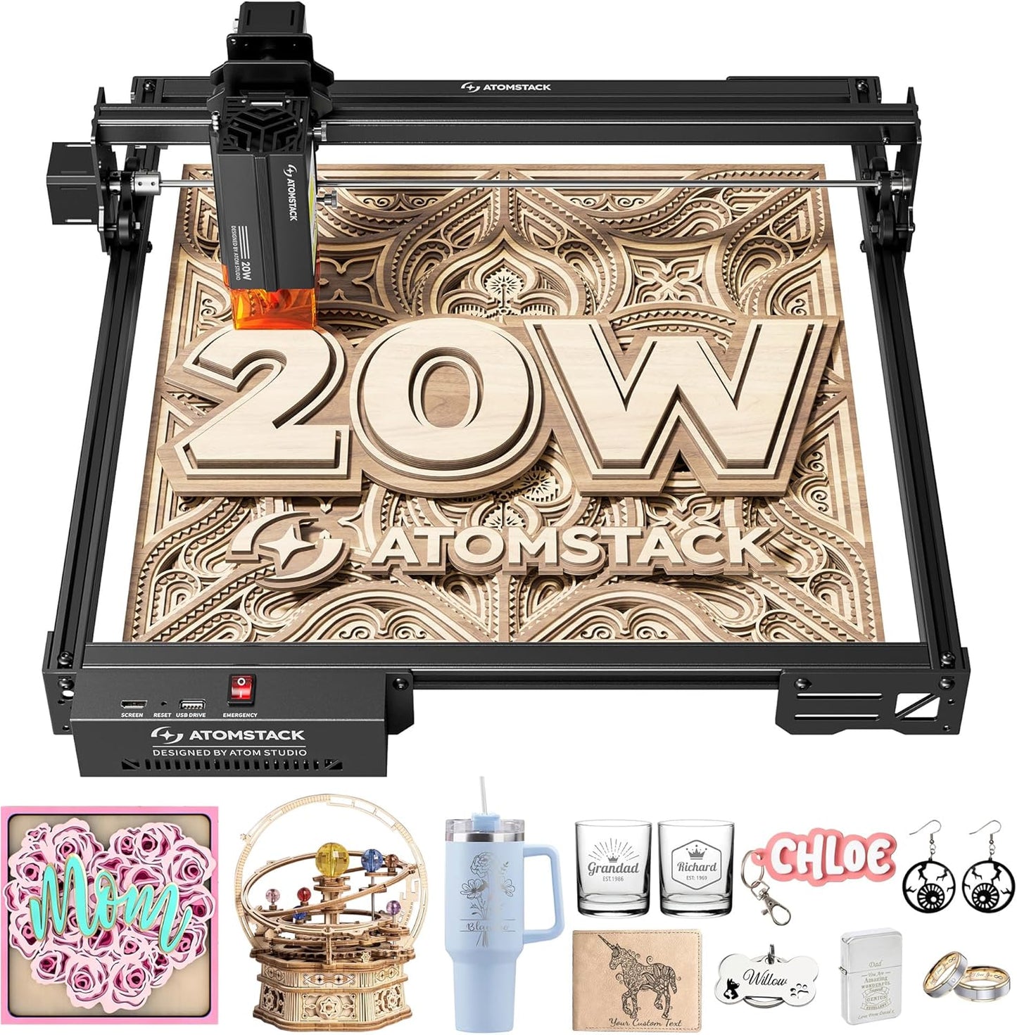 ATOMSTACK 10W Laser Engraver, A10 PRO V2 Laser Cutter, 0.06mm High Accuracy Laser Engraving Machine for Wood and Metal, Dark Acrylic, Glass, Leather