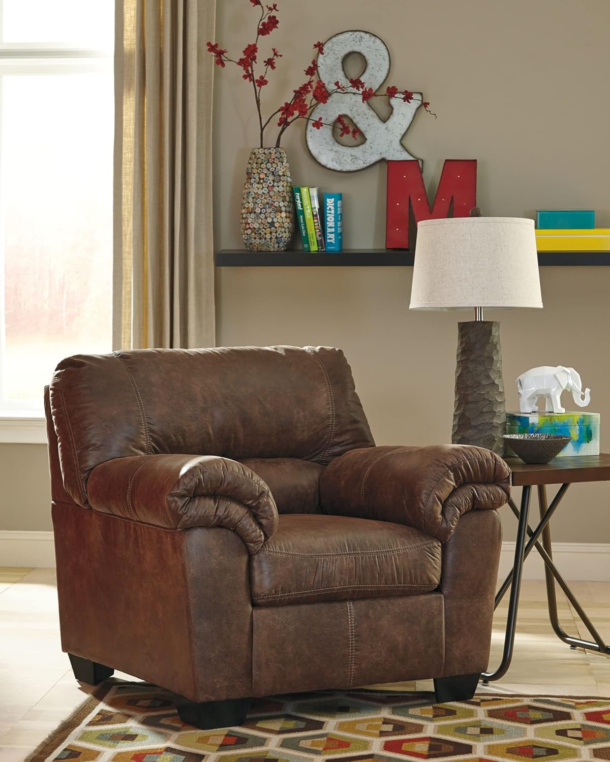 Signature Design by Ashley Bladen Faux Leather Plush Oversized Chair, Brown