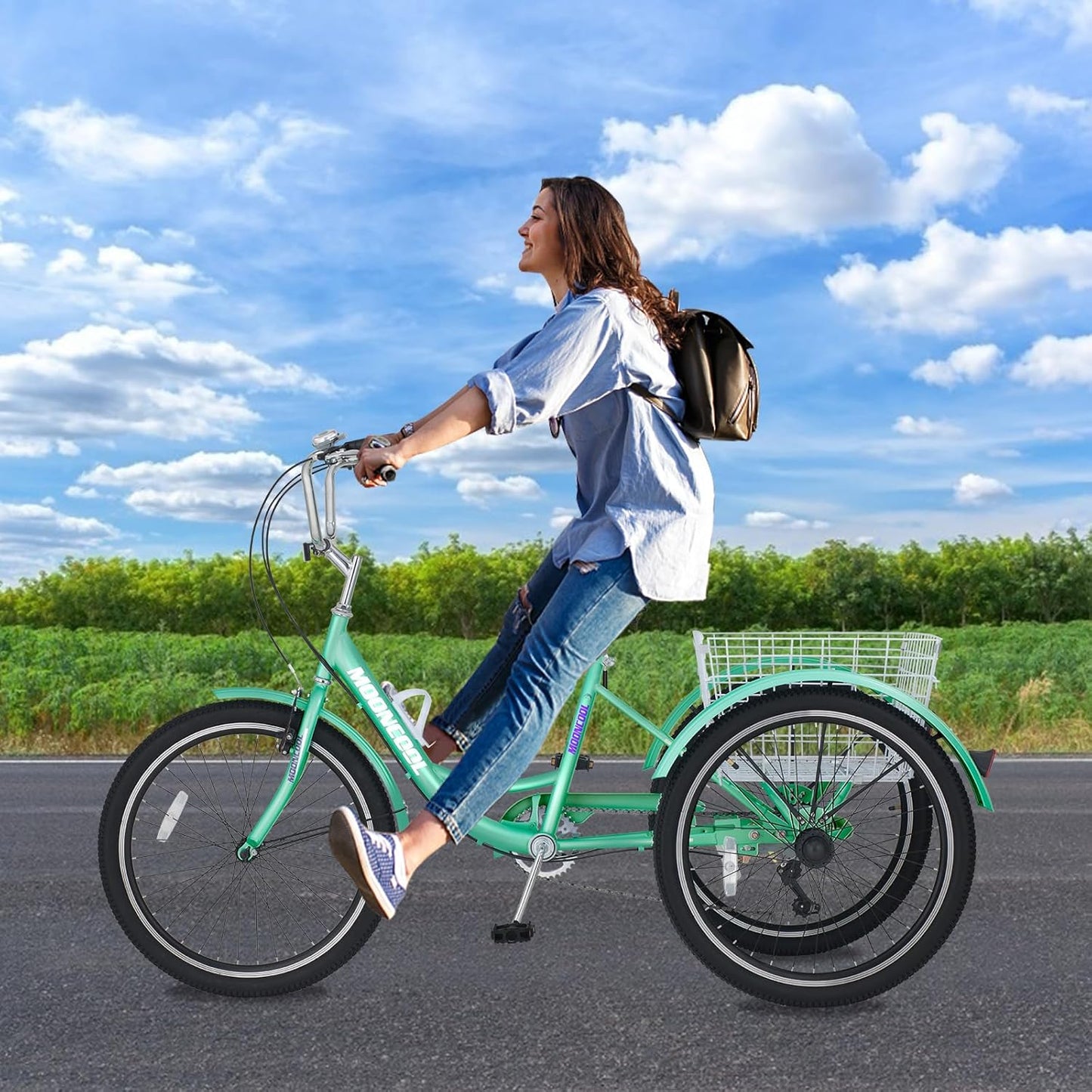 ABORON Adults Tricycle, 3 Wheels Bike for Adult, Tricycle for Adults, Double-Wall Wheel Rims, Tricycle for Women Men Exercise Outdoor Sports