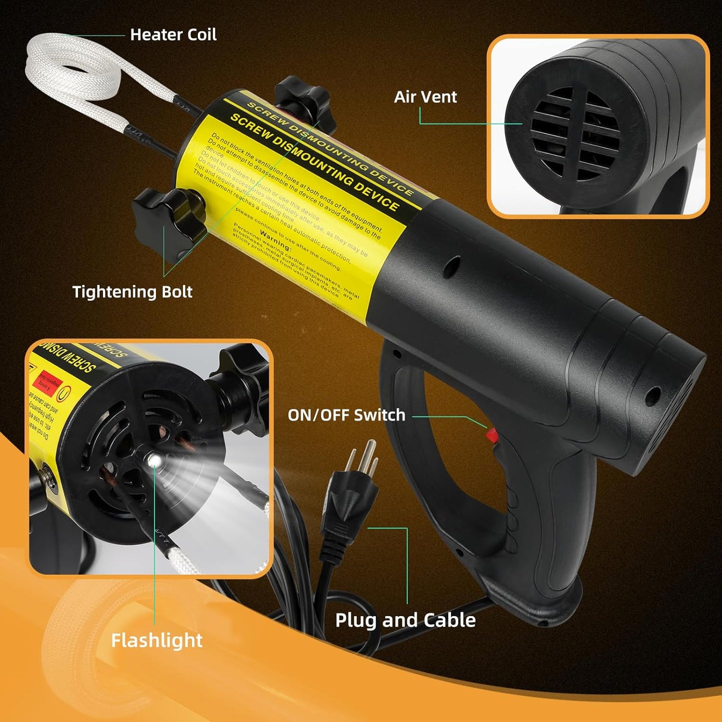 1500W Magnetic Induction Heater Kit - Handheld Heat Induction Machine, Electromagnetic Bolt Removal Tool, Handheld Rusty Screw Removal, Automotive Flameless Heater with 6 Coils