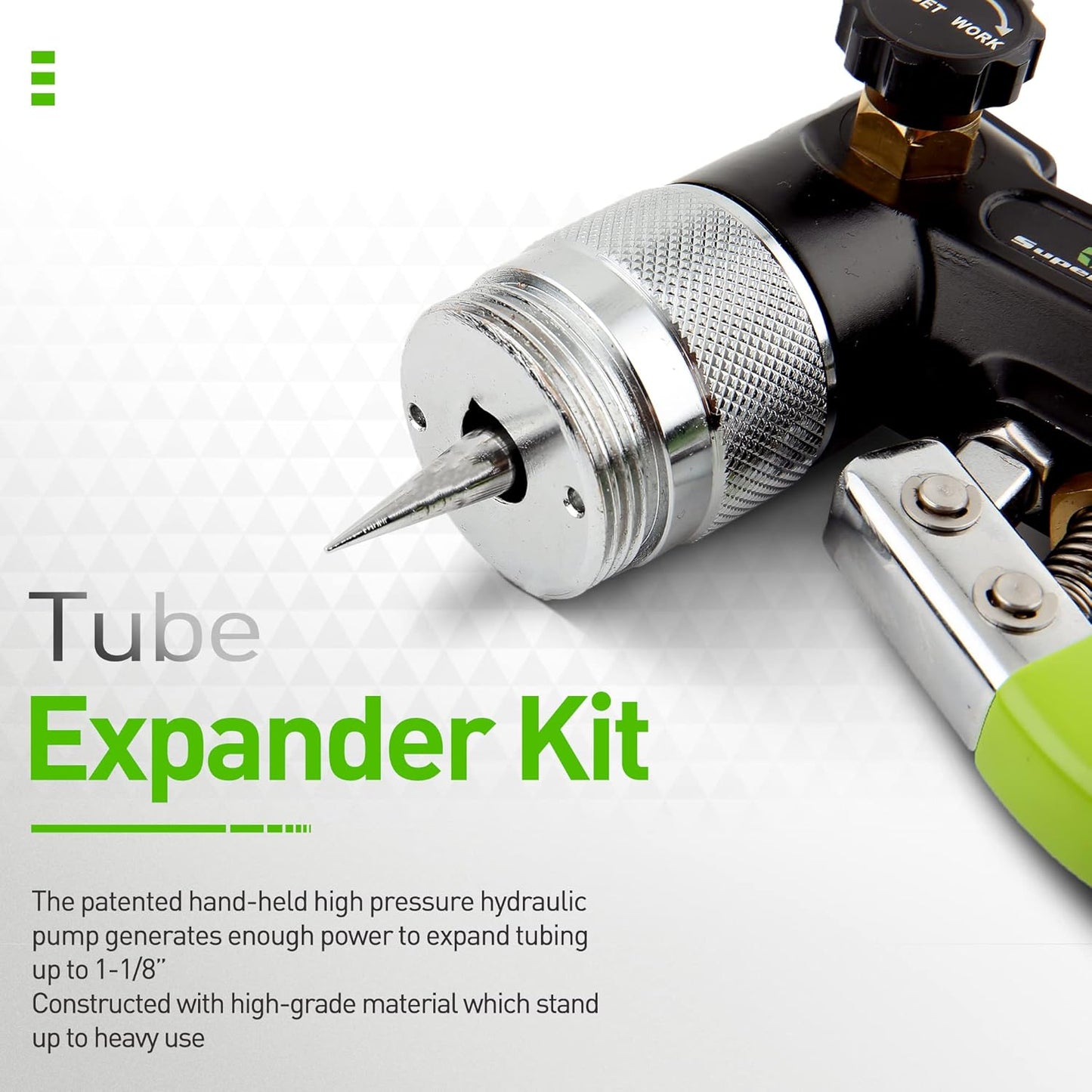 Super Stars Hydraulic Copper Pipe Tube Expander HVAC Swaging Tool Kit, with Tube Cutter, Deburring Tool and 7 Expander Heads for 3/8 to 1-1/8 Inches Copper Pipes