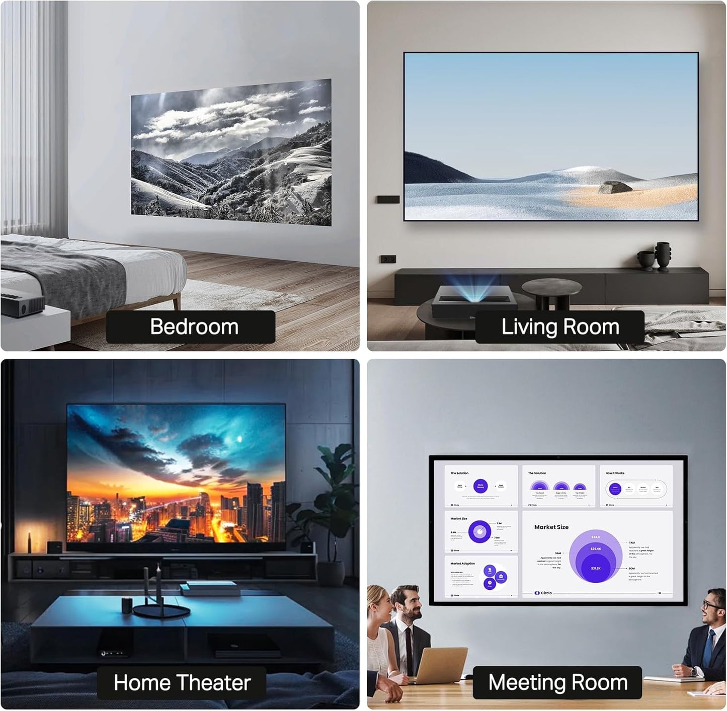 4K/8K Projector Screen Fixed Frame 170° Viewing Angle Projection Screen for Home Theater Movie Office Use, Ultra HD, HDTV, HDR & Active 3D (130")