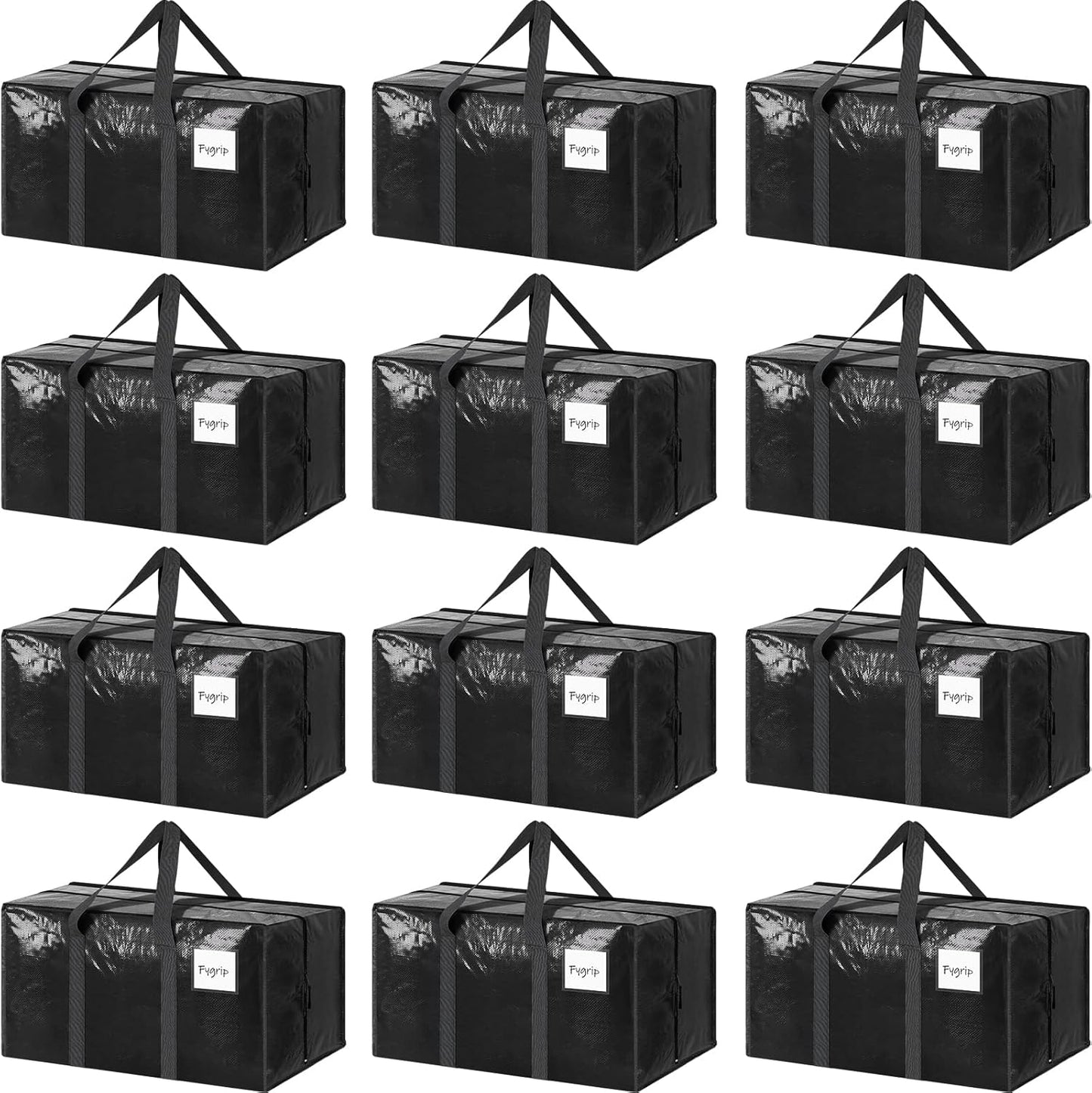 6 Pack Extra Heavy Duty Large Moving Bags with Strong Zipper & Comfortable Handles, Sturdy & Durable Clothes Storage Bags Totes Bins, Blue Packing Moving Boxes for College Supplies, Dark Blue