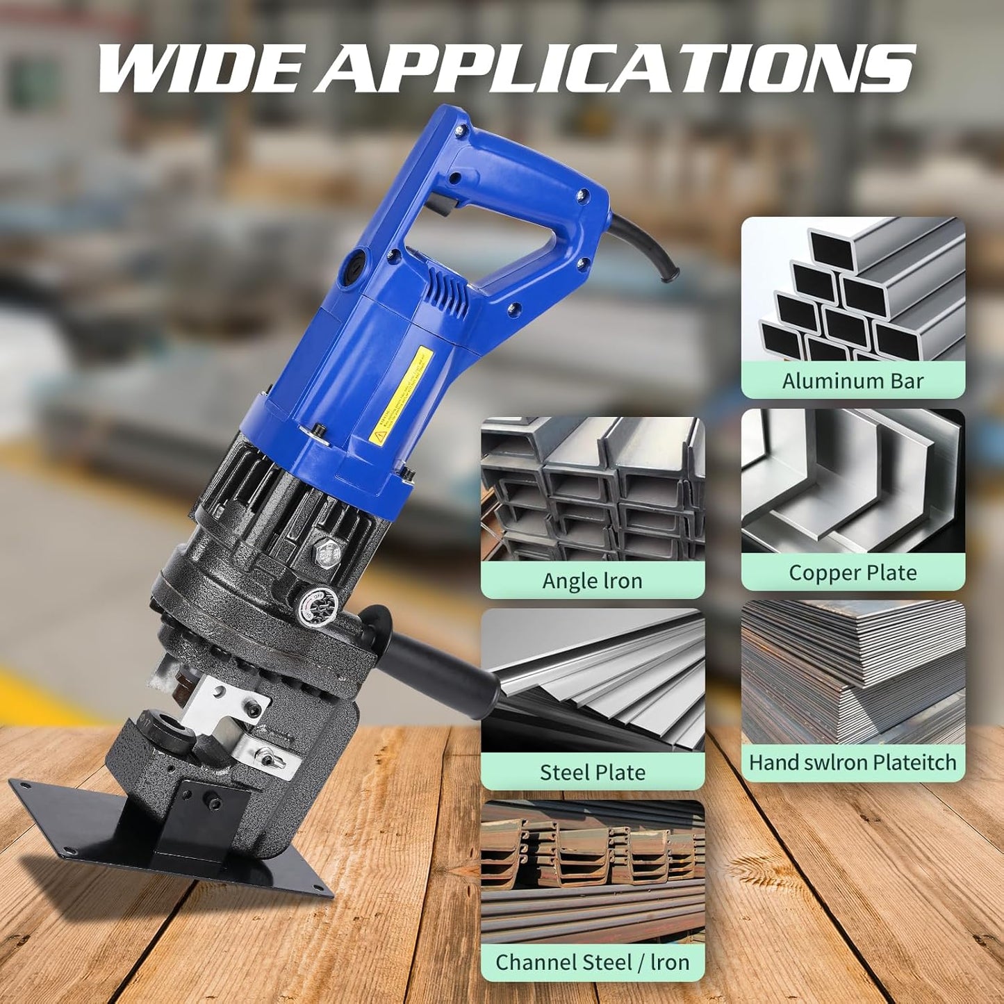 1300W Electric Hydraulic Hole Puncher, 110V Steel Punch Machine, Electric Hydraulic Hole Punch with Die Φ1/4" 3/8" 1/2" 11/16" 4/5", Angle Steel Punching Tool for Iron Aluminum Copper Plate