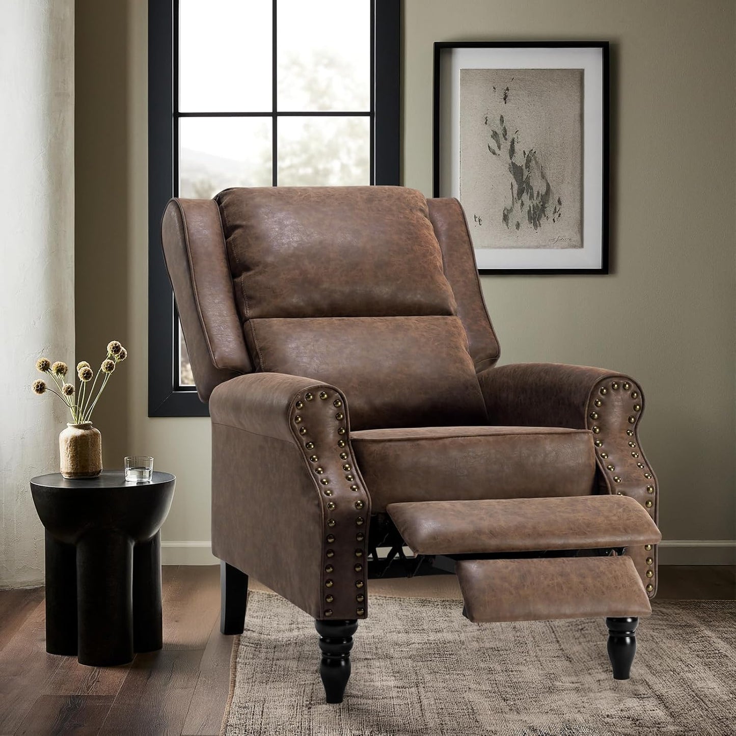 STARY Faux Leather Pushback Recliner Chair for Living Room Bedroom RV