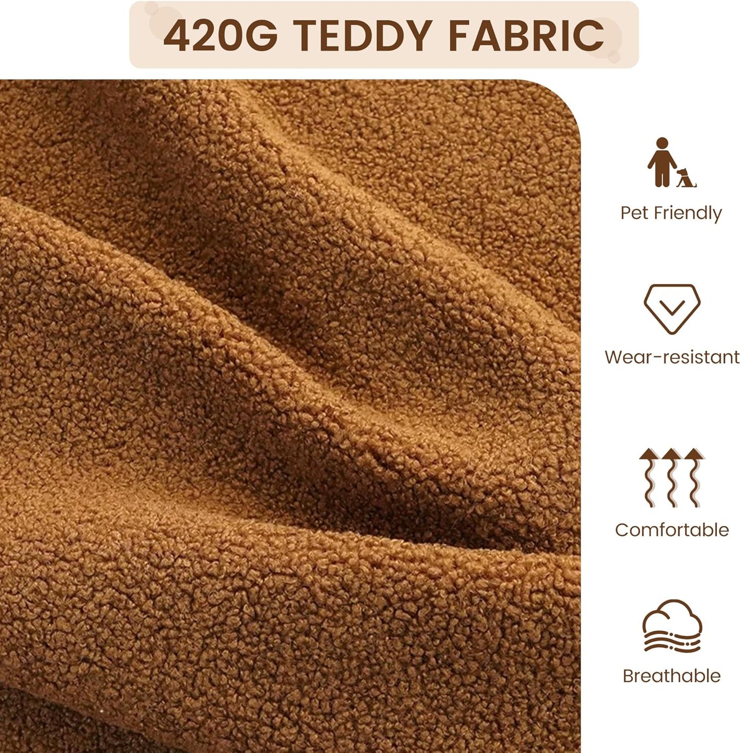 Brown Comfy Chair Set of 2, Modern Accent Chair with Metal Frame Wooden Armrest, Cozy Reading Chair with Soft Cushion for Bedroom, Living Room, Brown Set of 2