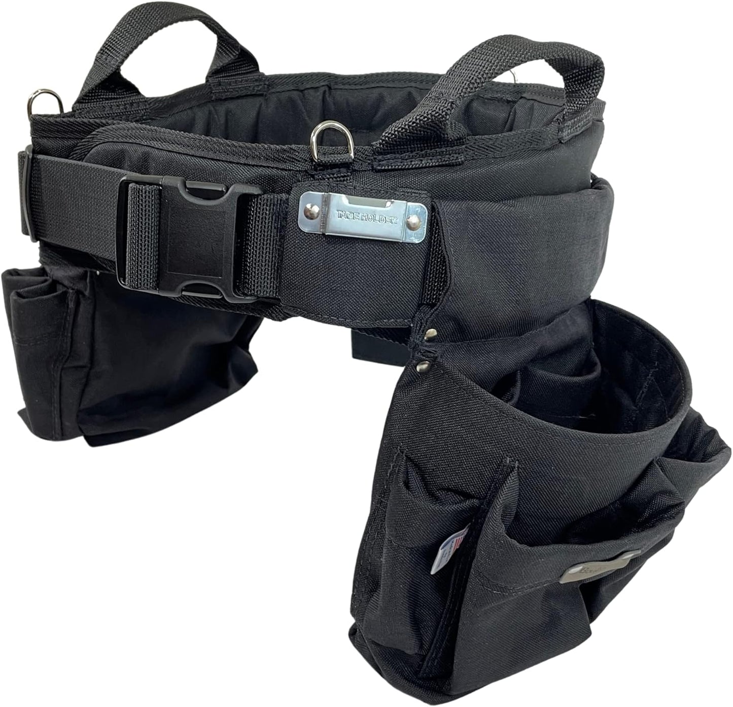BOULDER BAG Professional Electrician's MAX Combo with Comfort Back Support Tool Belt, Quick Release Buckle, Heavy Duty Work Belt, Black, (Large 33-36 Inches), Made in USA